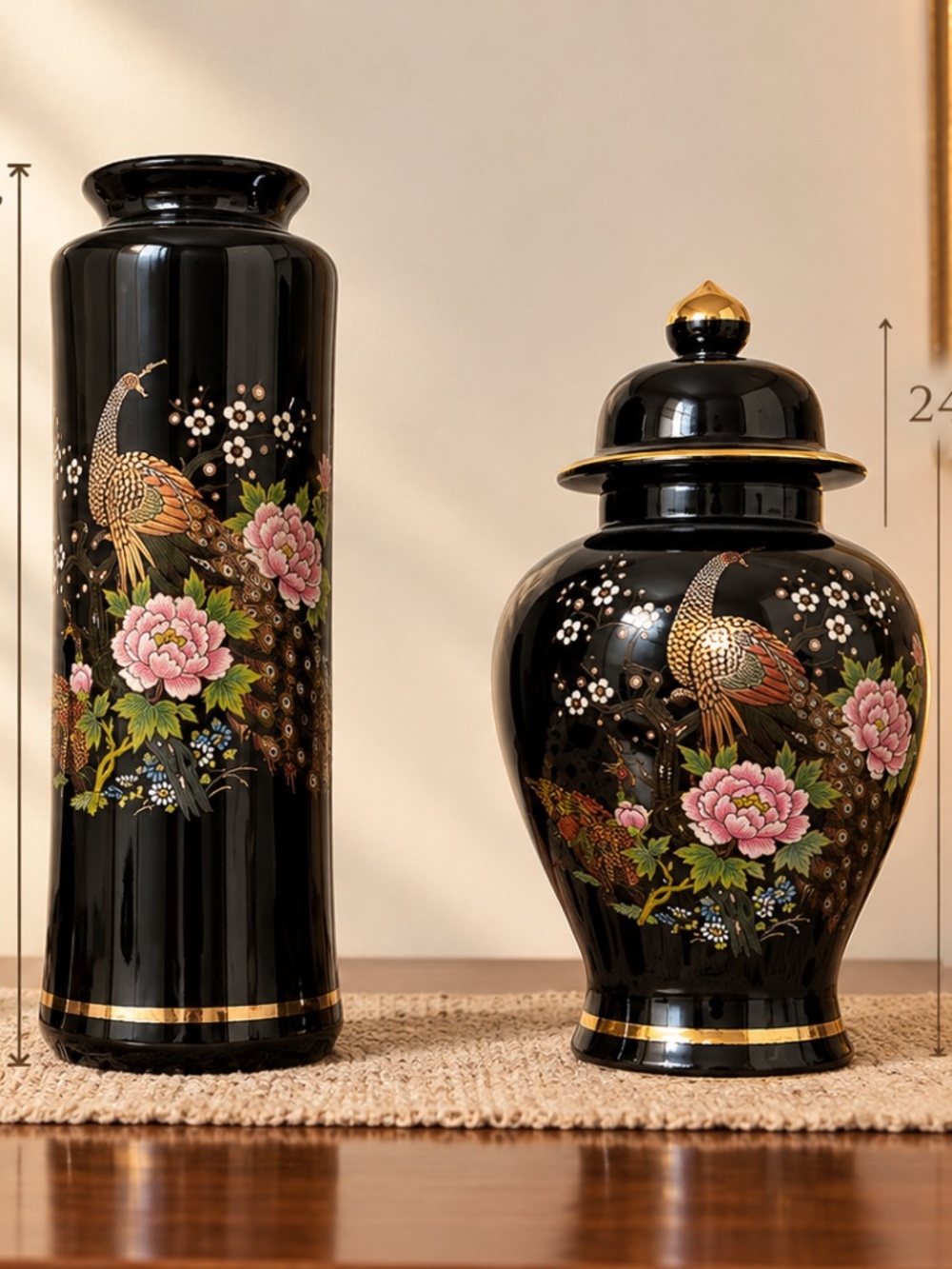 Vintage Japanese Black Porcelain Vases – Set of 3